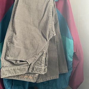 Gray low waisted corduroy pants